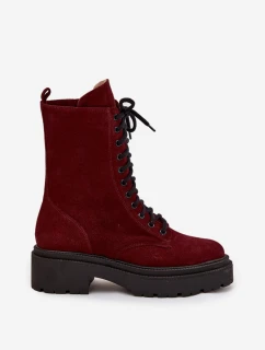 Dámske pracovné topánky Zazoo z pravého semišu - bordové