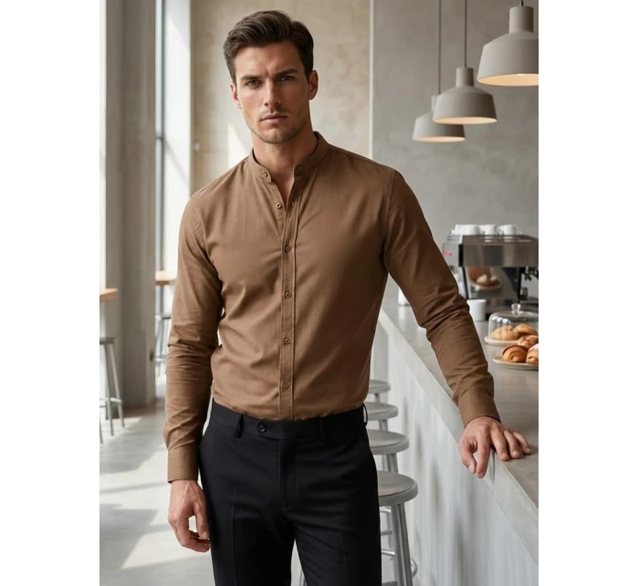 Pánska ležérna košeľa SLIM FIT so stojacím golierom FashionStreet DX2592