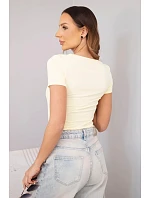 Dámska bambusová blúzka s krátkymi rukávmi a širokým výstrihom basic yellow