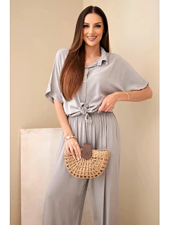 Dámský viskózový model 22185781 komplet se širokými kalhotami fango - K-Fashion