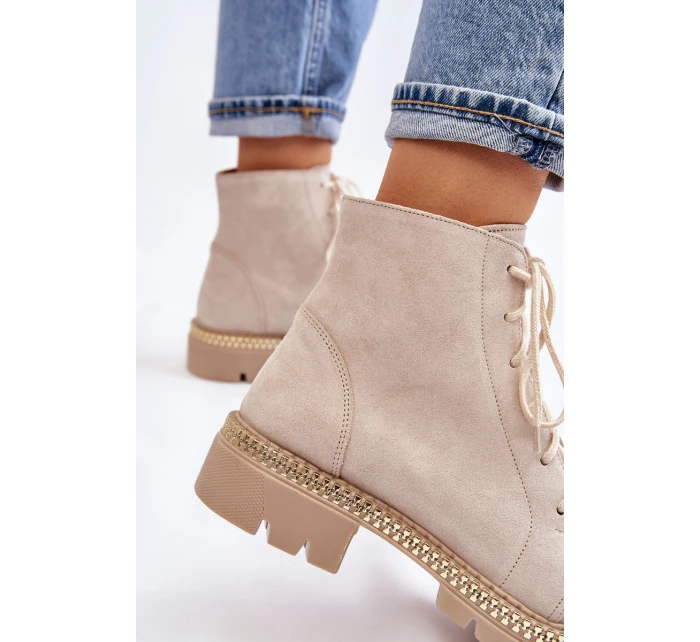 Flat Boots Lewski Shoes model 21607535 Světle béžová - Boto Flat Boots Lewski Shoes model 21607535 Světle béžová - Boto