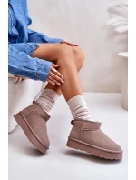 Moderní nízké zimní boty z semiše v khaki model 21644774 - Boto
