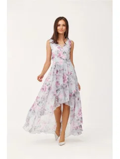 Večerné šaty SUK0401 ružovo-zelené - Roco Fashion