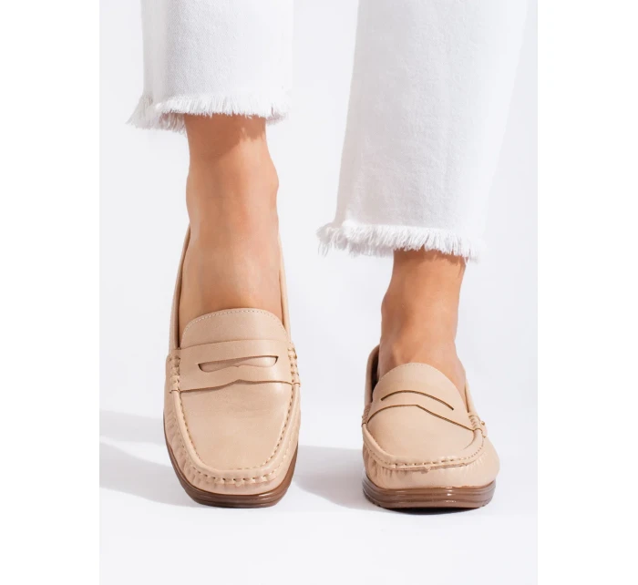 Pohodlné hnědé dámské mokasíny bez podpatku Pohodlné hnědé dámské mokasíny bez podpatku