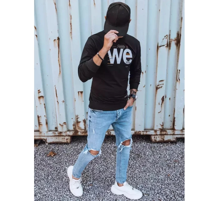 Pánska mikina s potlačou čierna FashionStreet BX5365