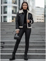 Dámska kožená bunda s ovčou kožušinou SHEREB black FashionStreet TY4756z Dámska kožená bunda s ovčou kožušinou SHEREB black FashionStreet TY4756z