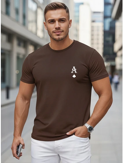 Tshirt męski bawełniany z nadrukiem AS brązowy model 22305572 - FashionStreet