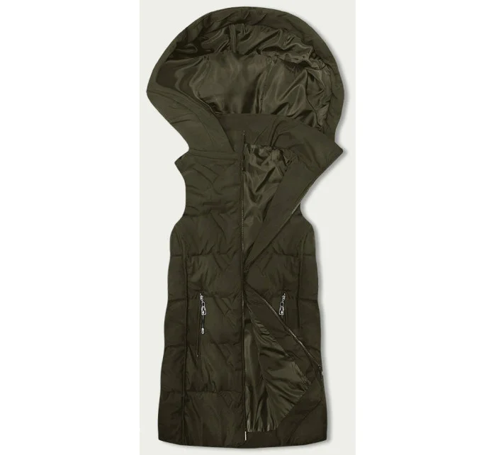 Dámská vesta v khaki barvě s kapucí model 18919189 - S'WEST