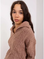 Dámsky hnedý sveter s golierom (2349)