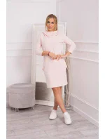 Šaty s kapucňou a vreckami púdrovo ružové