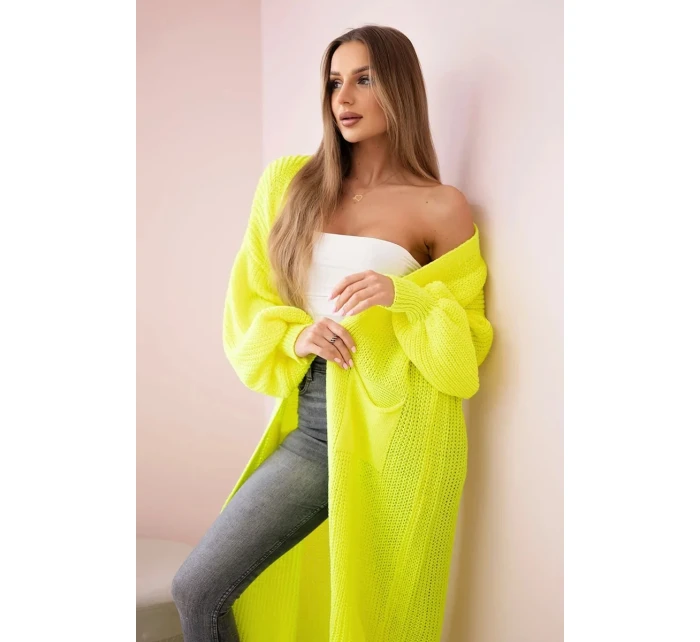 Sveter dlhý sveter žltý neónový Sveter dlhý sveter žltý neónový