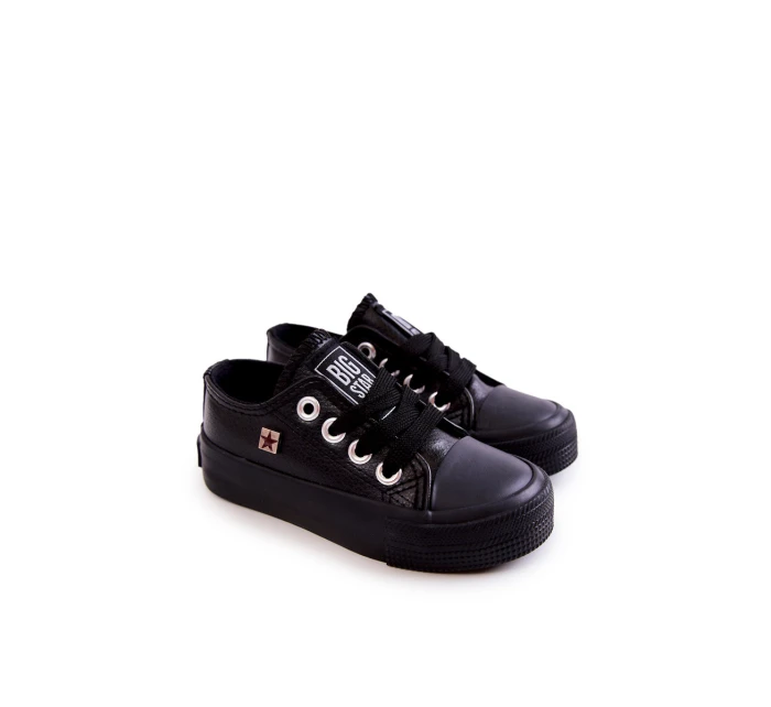 Dziecięce Skórzane Trampki BIG STAR JJ374311 Czarne Dziecięce Skórzane Trampki BIG STAR JJ374311 Czarne