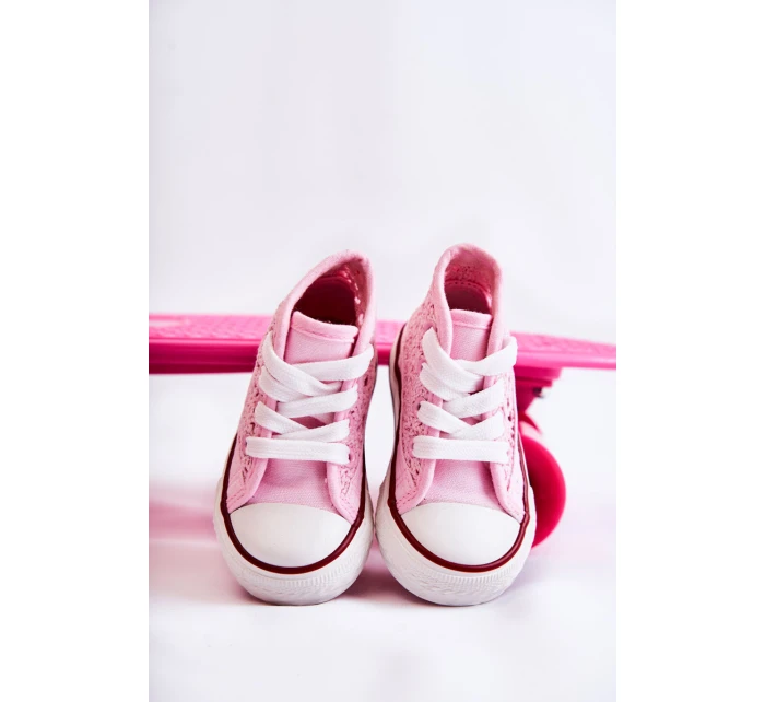 Dziecięce Wysokie Trampki Różowe Mona Dziecięce Wysokie Trampki Różowe Mona