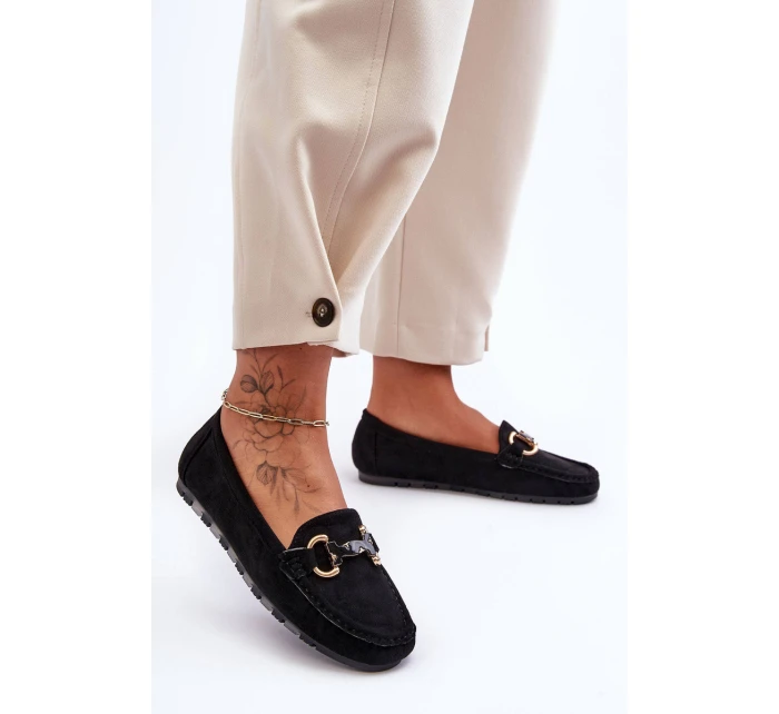 Kožené Dámské Mokasíny S Ozdobou Černé model 21629463 - Boto