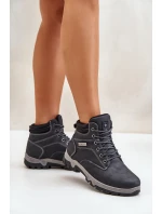 Buty Trekkingowe Męskie Ocieplane Z Eko Skóry Granatowe Neramia Buty Trekkingowe Męskie Ocieplane Z Eko Skóry Granatowe Neramia