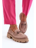 Robustné dámske béžové semišové mokasíny Neloria Robustné dámske béžové semišové mokasíny Neloria