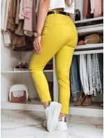 Dámské kalhoty slim fit s páskem hořčicová Dstreet model 21986484 - FashionStreet