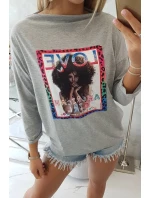 American Girl model 18743847 halenka šedá S/M L/XL - K-Fashion