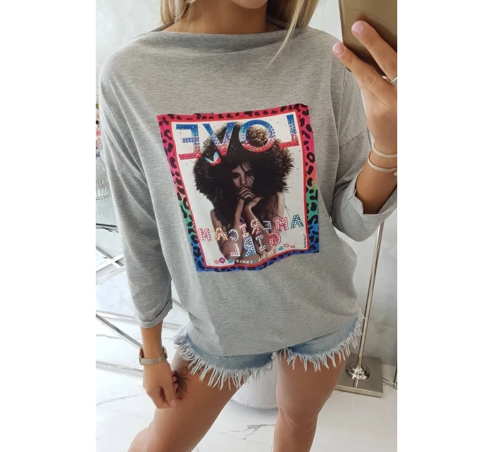 American Girl model 18743847 halenka šedá S/M L/XL - K-Fashion