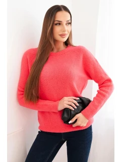 Dámsky detský sveter z alpaky s dlhými rukávmi ružovej farby