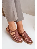 Skórzane Sandały Na Płaskim Obcasie Zazoo 3686 Brązowe Skórzane Sandały Na Płaskim Obcasie Zazoo 3686 Brązowe