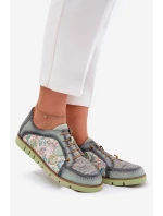 Kožené dámské polobotky s vzorem model 21692637 zelené - Maciejka