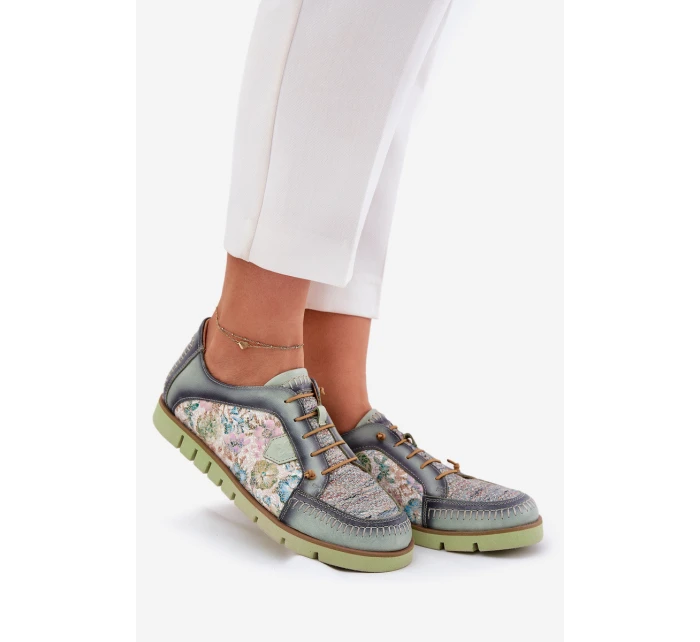 Kožené dámské polobotky s vzorem model 21692637 zelené - Maciejka