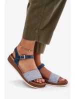 Sandały Damskie Z Plecionką Na Pasku Inblu GS000050 Niebieskie