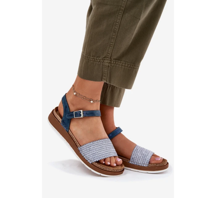 Sandały Damskie Z Plecionką Na Pasku Inblu GS000050 Niebieskie
