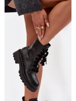Zateplené dámské kotníkové boty s ozdobným šněrováním černé model 21715077 - Boto Zateplené dámské kotníkové boty s ozdobným šněrováním černé model 21715077 - Boto