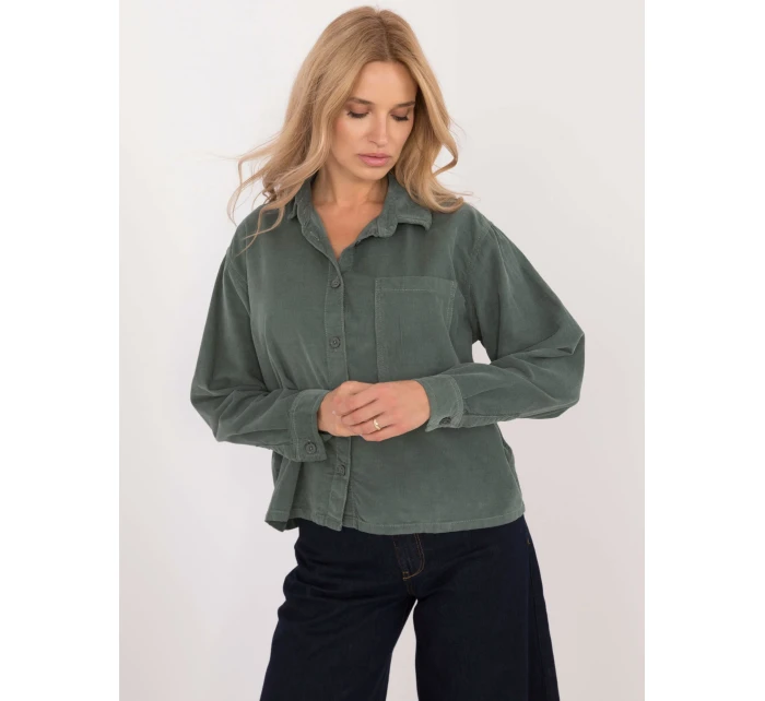 Košeľa D70046M11184A1 tmavozelená