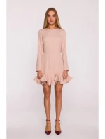 model 21296123 Šaty s volánkovým lemem béžové - Moe