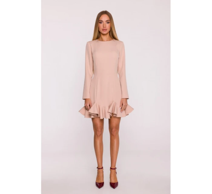 model 21296123 Šaty s volánkovým lemem béžové - Moe