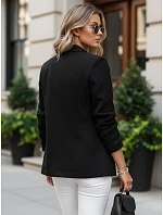 Dámske klasické sako s volánovými rukávmi čierne FashionStreet PY0137