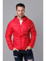 Červená pánska prešívaná bunda s kapucňou (HM112-5) Červená pánska prešívaná bunda s kapucňou (HM112-5)