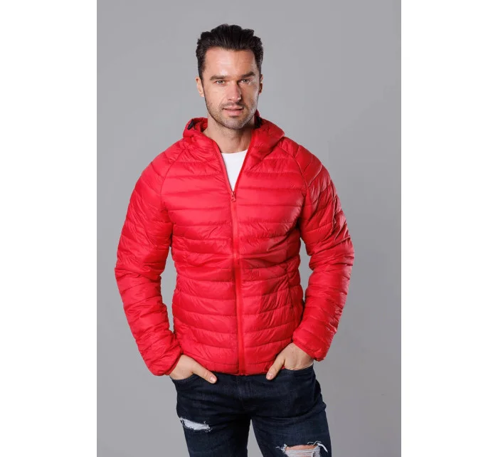 Červená pánska prešívaná bunda s kapucňou (HM112-5) Červená pánska prešívaná bunda s kapucňou (HM112-5)