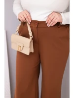 Dámske Plus veľkosť široké nohavice s vysokým pásom Dark Camel
