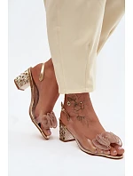 Průhledné sandály na podpatku s krystaly D&A MR61-9012 Zlaté