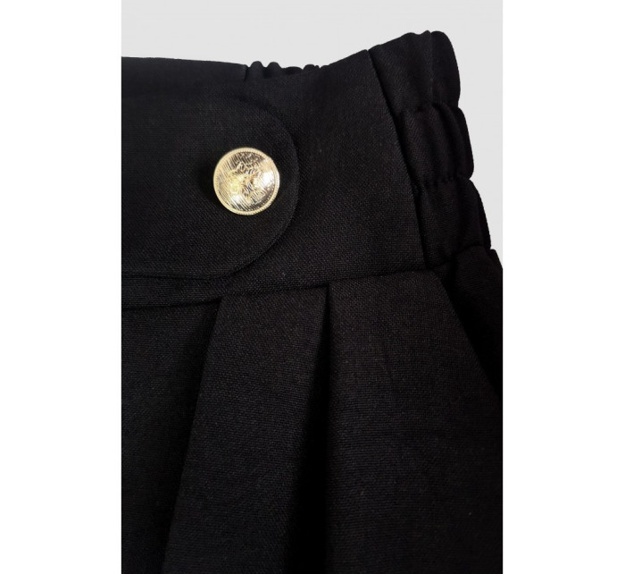B252 Široké nohavice s ozdobnými gombíkmi - čierne