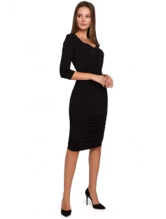 model 18002429 Pletené šaty s mašlemi černé - Makover