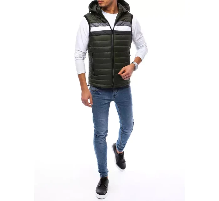 Pánska prešívaná zelená vesta FashionStreet TX4034