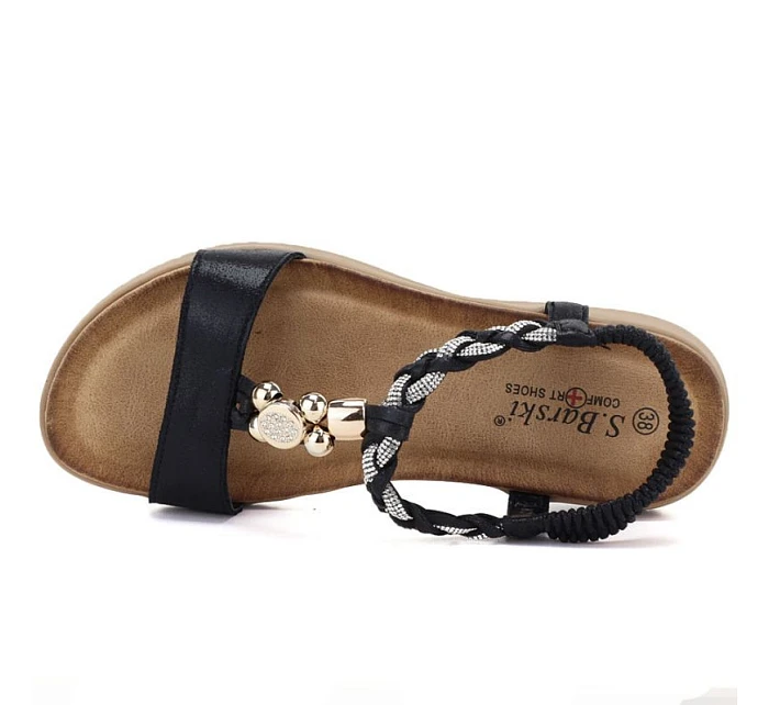 Dámske sandále s gumovou podrážkou čierne S.Barski KV61-6051