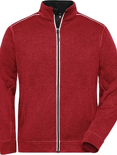 JN Pánská pracovní pletená fleece bunda Solid 02.0 red melange/black model 22493646 - Daiber