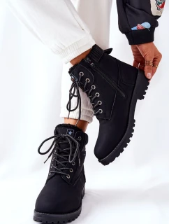 Damskie Botki Trapery Czarne Grunders