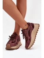 Kožené Sneakersy Na Platformě Dámské Big Star model 21705723 HIPOLY SYSTEM Bordové - Big Star Shoes