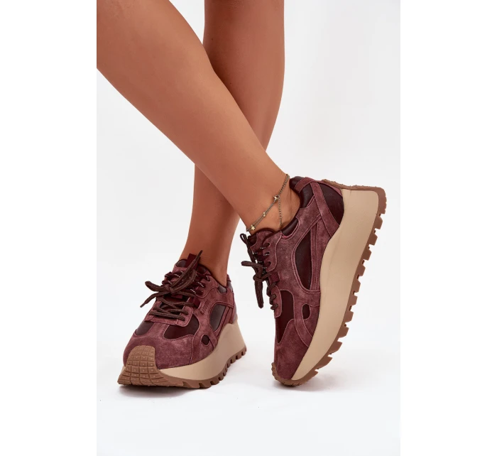 Kožené Sneakersy Na Platformě Dámské Big Star model 21705723 HIPOLY SYSTEM Bordové - Big Star Shoes