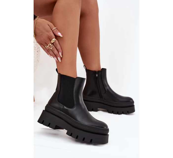 Zateplené dámské boty na platformě černé model 21706677 - Boto