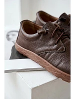 Kožené dámské polobotky Barefoot model 22074657 Čokoládové - Zazoo