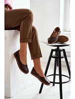 Kožené baleríny Barefoot model 22073665 Čokoládové - Zazoo