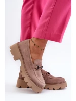 Robustné dámske béžové semišové mokasíny Neloria Robustné dámske béžové semišové mokasíny Neloria